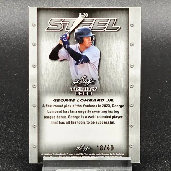 George Lombard Jr. Steel Laser Bowman Chrome 1st /49 RC's Yankees Top Prospect - Picture 4 of 8
